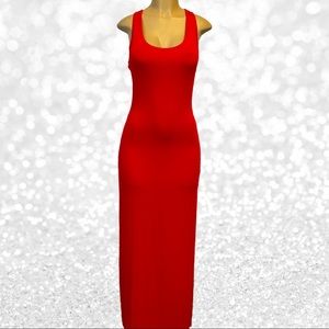 Bebe Tank Fitted Red Dress with Slit NWOT